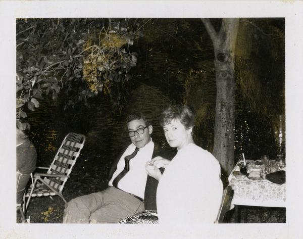 Lis Eisenbach and her husband at the fifth anniversary of the beginning of the School of Library Service, 1961