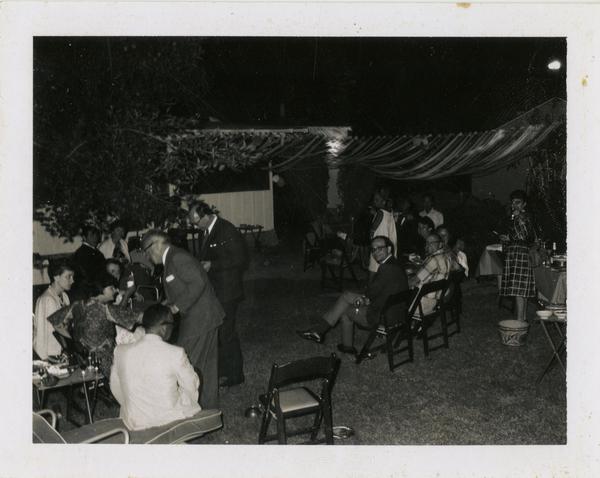 Guests at the fifth anniversary party for the beginning of the School of Library Service, 1961
