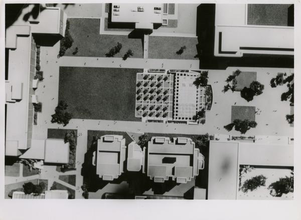Aerial view of the model of the Life Sciences building