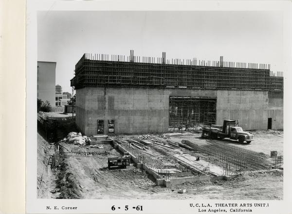 View of northeast corner of MacGowan Hall under construction, June 5, 1961
