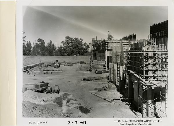 View of northwest corner of MacGowan Hall under construction, July 7, 1961