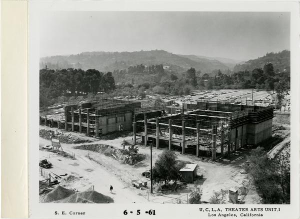 View of southeast corner of MacGowan Hall under construction, June 5, 1961