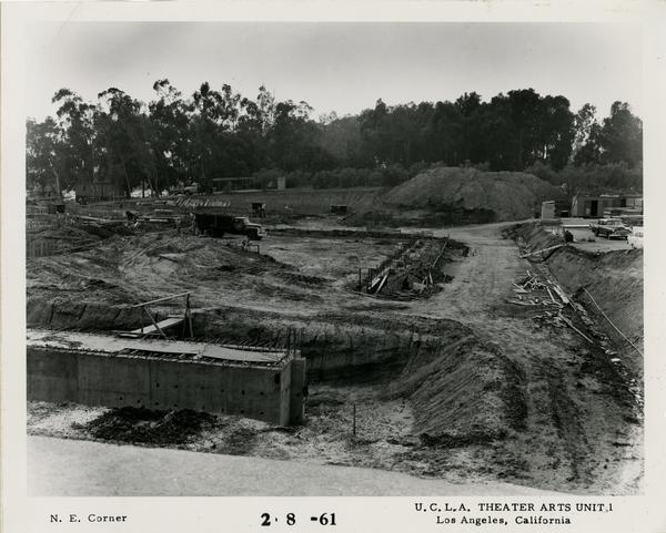 View of northeast corner of MacGowan Hall under construction, February 8, 1961