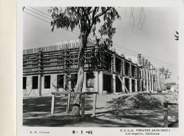 View of southwest corner of MacGowan Hall under construction, August 1, 1961