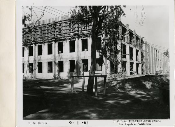 View of southwest corner of MacGowan Hall under construction, September 1, 1961