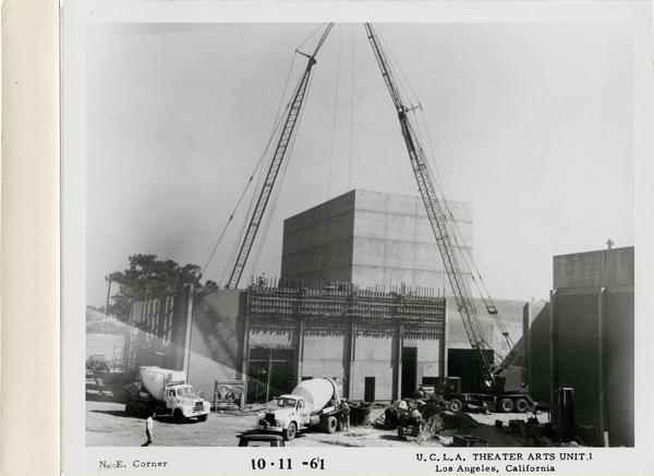 View of northeast corner of MacGowan Hall under construction, October 11, 1961