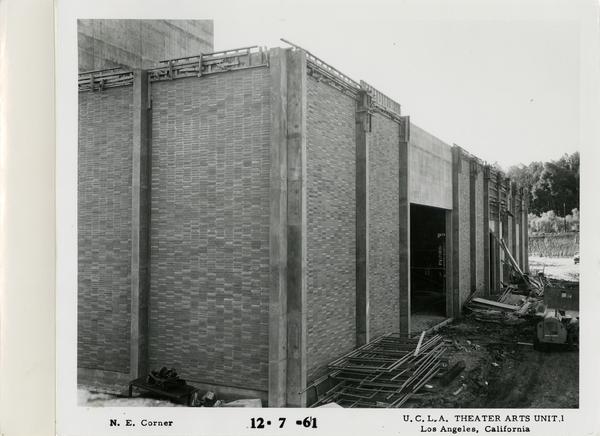 View of northeast corner of MacGowan Hall under construction, December 7, 1961