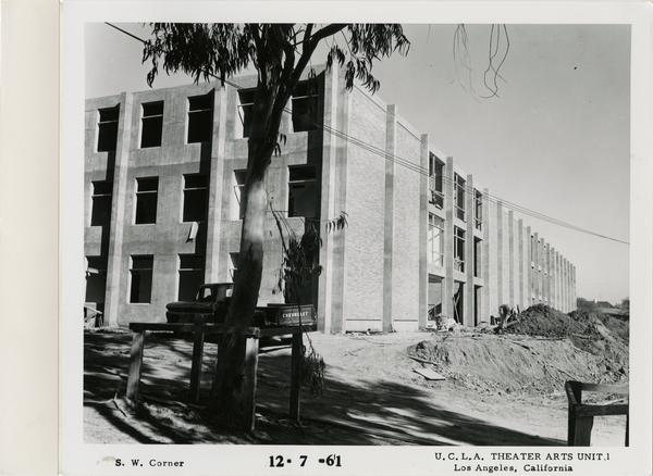View of southwest corner of MacGowan Hall under construction, December 7, 1961
