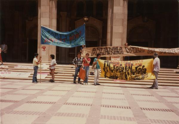 Apartheid protest outside of Royce Hall