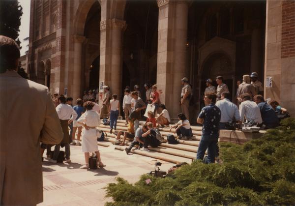 Apartheid protest outside of Royce Hall