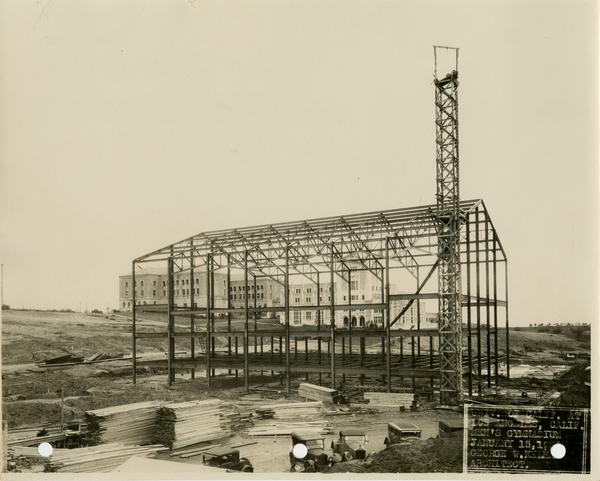 Men's gymnasium under construction, January 15, 1932