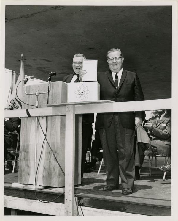 Dr. Joseph F. Ross and Dr. George V. Taplin at Cornerstone Ceremony, May 21, 1960
