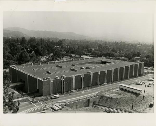 Aerial view of Parking Structure 3, ca. 1965