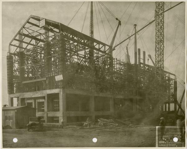 Powell Library during construction, February 1, 1928