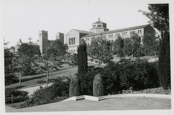 View of Powell Library from Kerckhoff Hall