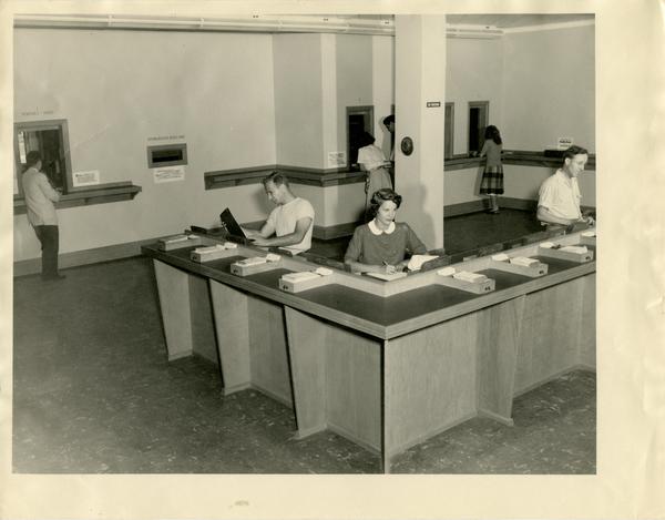 Students using the call desk