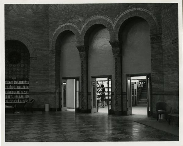 View of Powell Library Rotunda and stack entrance, 1968