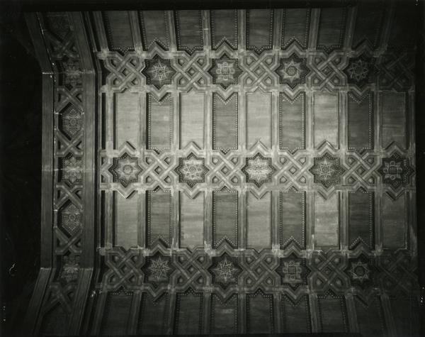 Ceiling artwork of Powell Library during renovation