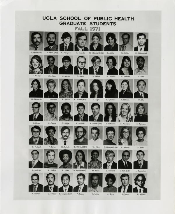 Portraits of School of Public Health graduate students, Fall 1971