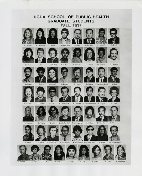 Portraits of School of Public Health graduate students, Fall 1971