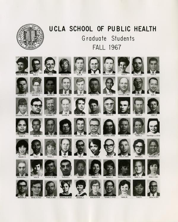 Portraits of School of Public Health graduate students, Fall 1967