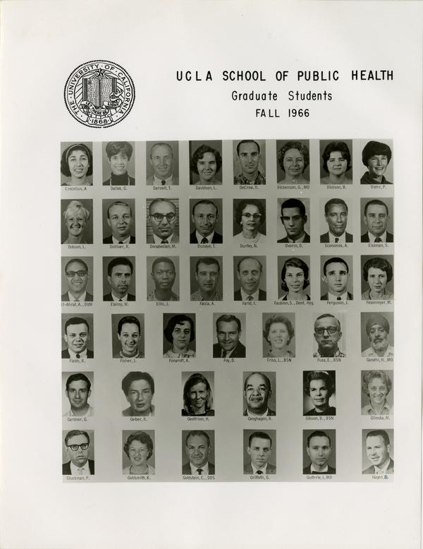 Portraits of School of Public Health graduate students, Fall 1966