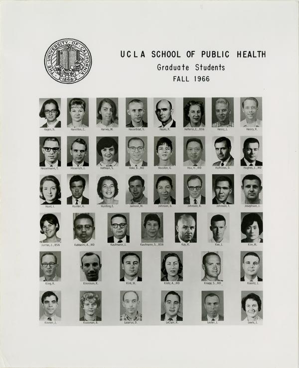 Portraits of School of Public Health graduate students, Fall 1966
