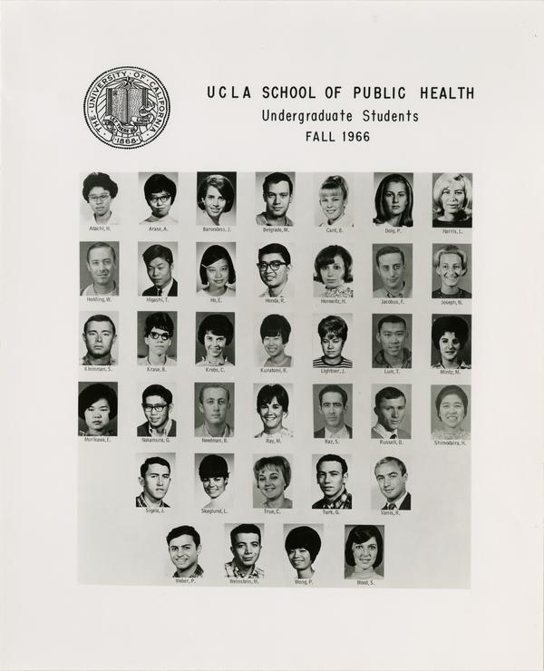 Portraits of School of Public Health undergraduate students, Fall 1966