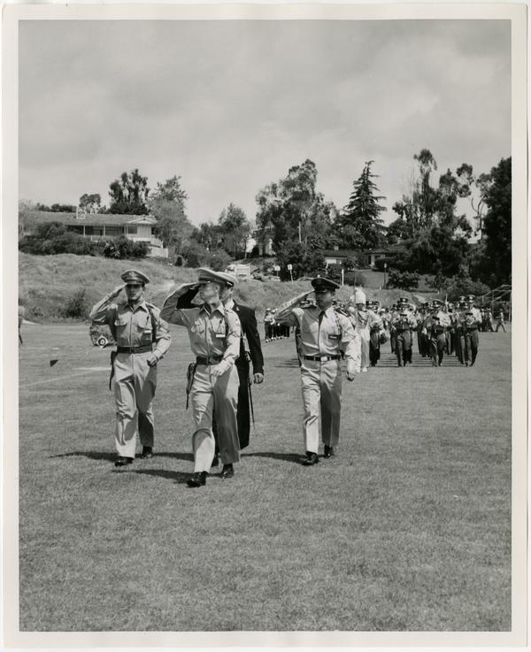 UCLA Unit Commanders passing in review during the Annual Joint ROTC, May 2, 1957