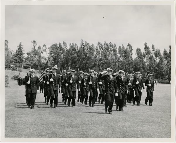 Navy Unit of the UCLA ROTC, passing in review during the Annual Joint ROTC Review, May 2, 1957