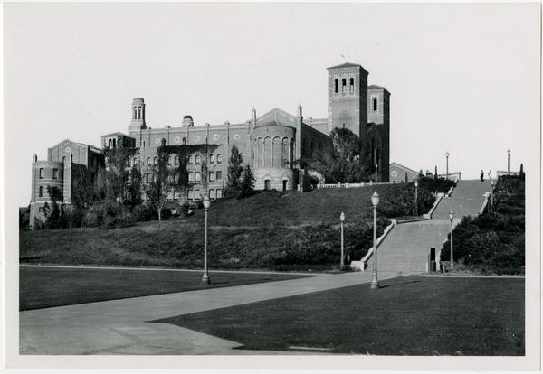 View of quad and Janss Steps leading to Royce Hall