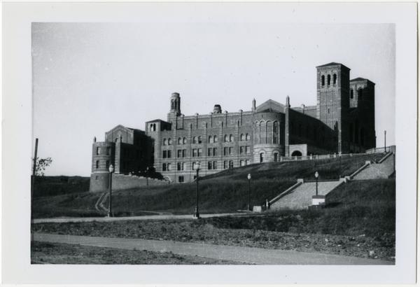 Looking northeast towards Royce Hall with Janss Steps in the foreground, 1930