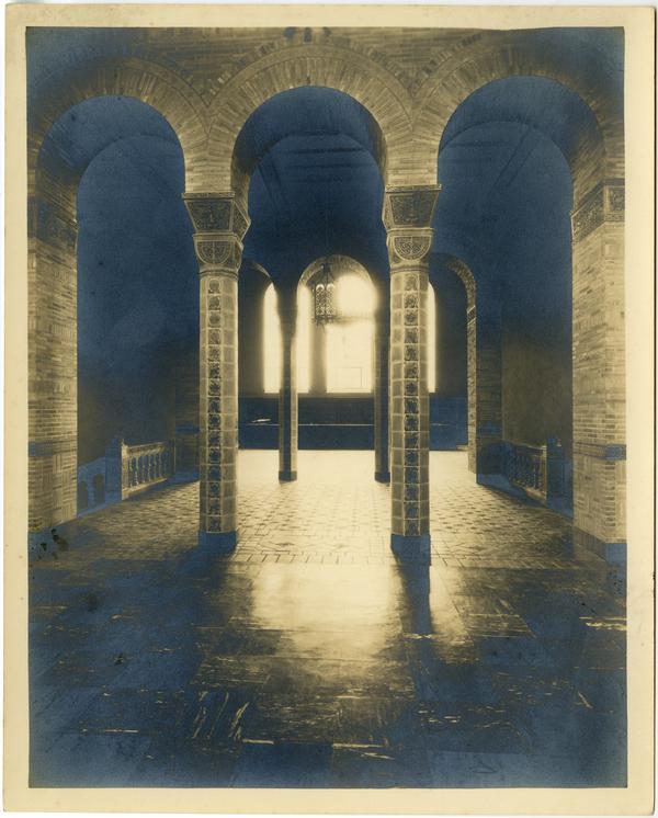 Interior view of arches and windows in Royce Hall