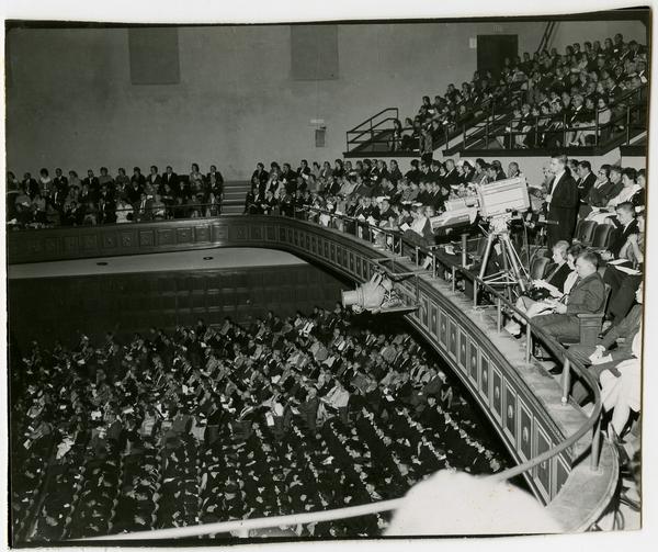 Interior view of Royce Hall auditorium filled with audience