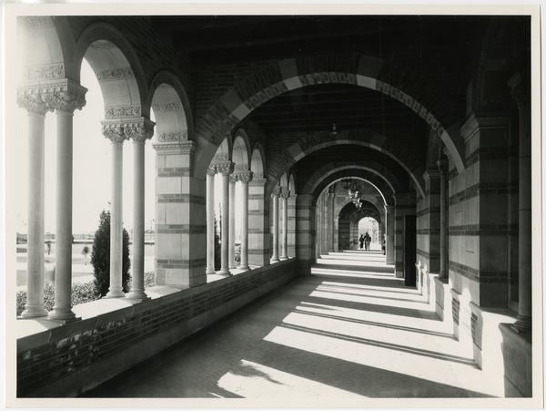 View of Royce Hall arcade, ca. 1930's