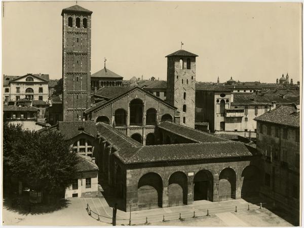 View of San Ambroggio basilica for Powell Library Historical American Buildings Survey (HABS), ca. 1997
