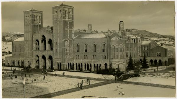 Royce Hall after a snow storm, ca. 1932