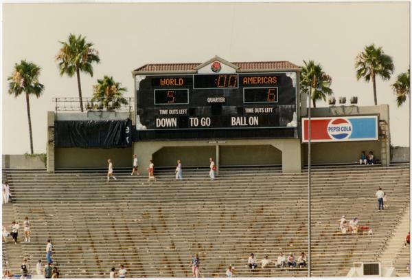 Scoreboard at 1986 FIFA World Cup All-Star Game, July 1986