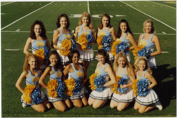 Spirit Squad team portrait on football field, October 17, 1998