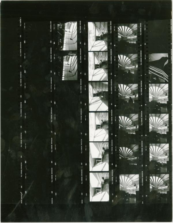 Contact sheet exterior shots of Temporary Powell Library