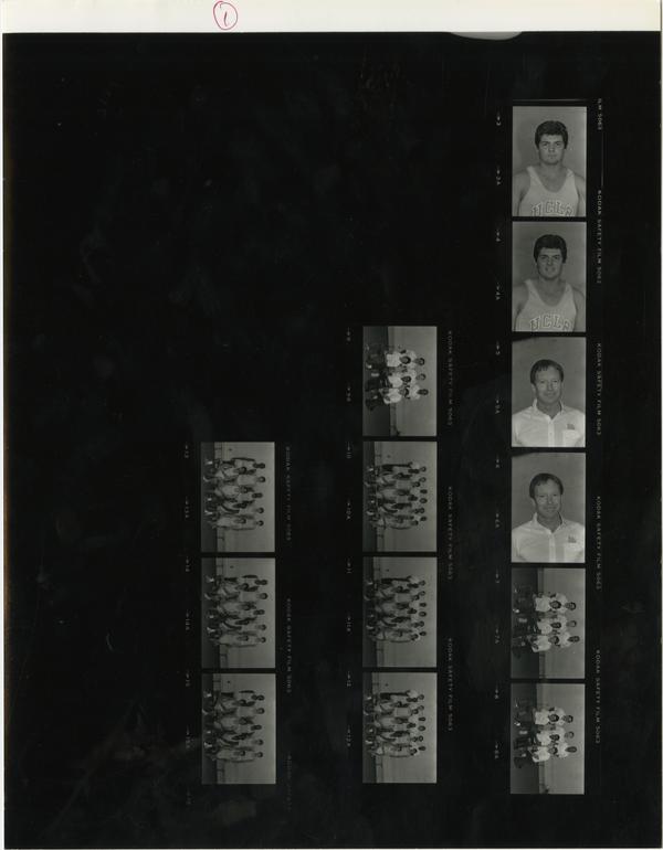 Contact sheet of UCLA track team, November 29, 1984