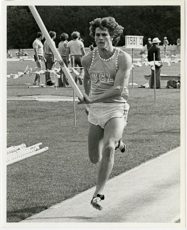 NCAA pole vaulting champ, Mike Tully, ca. 1978
