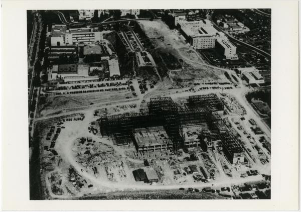 Aerial view of UCLA campus under construction