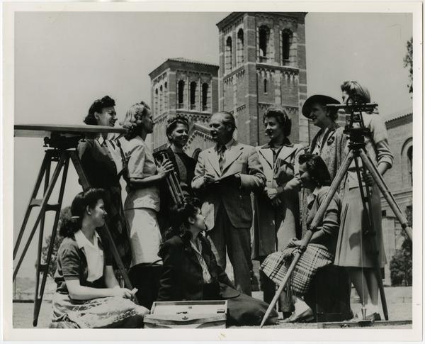 Surveying class outside of Royce Hall