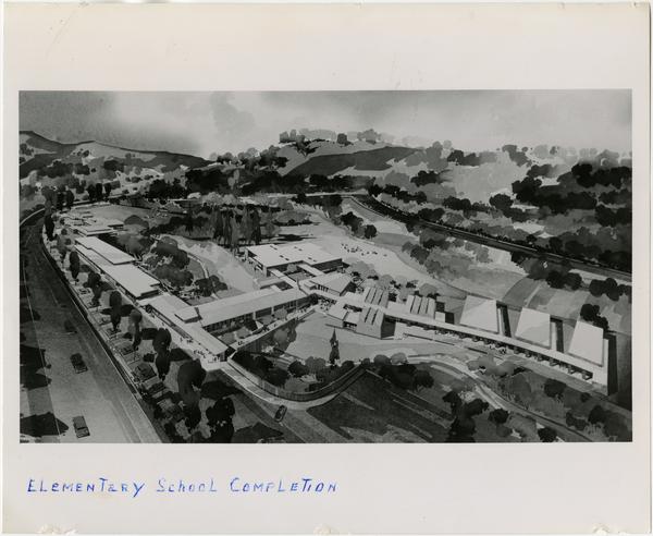 University Elementary School architectural rendering, ca. 1958