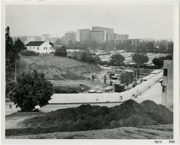 University Extension building during construction, ca. April 1969