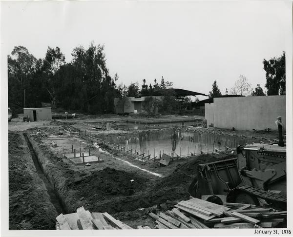 Sunset Canyon Recreational pool during construction, January 31, 1976