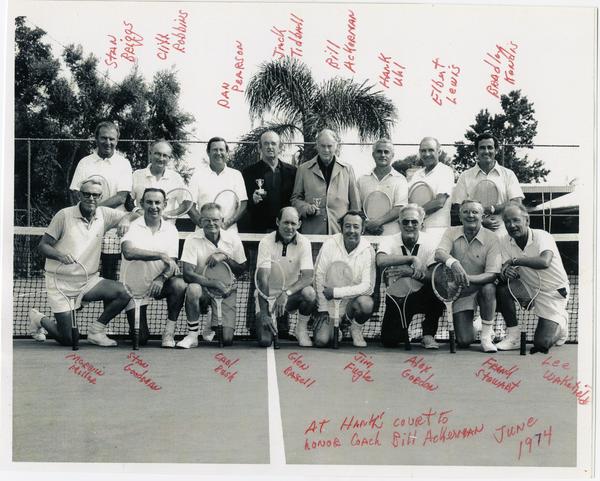 1939 UCLA tennis team at reunion in honor of William Ackerman, June 1974