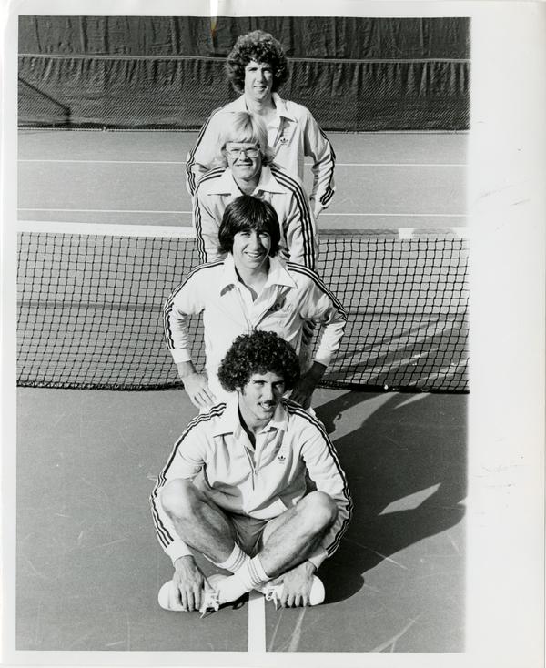 UCLA's 1977 All-America Tennis Players: co-captain Tony Graham, Jon Paley, co-captain Bruce Nichols, and John Austin