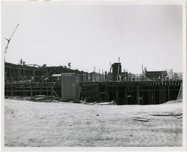 Front exterior view of the University Research Library under construction